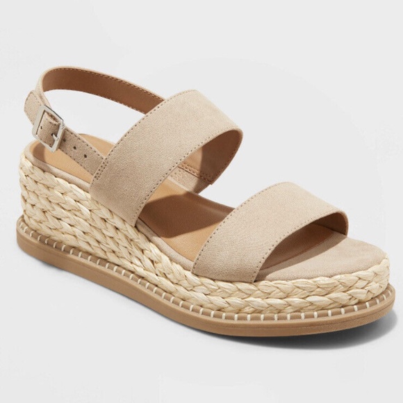 Universal Thread Shoes - Universal Thread Women's Joelle Wedge Heels Taupe Beige Size 6 M